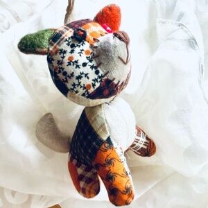 Vintage Patchwork Plush Fox Keychain 3.5" - Sewn Features - Les Petites Marie